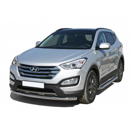 Защита порогов с алюминиевым листом (d63,5) для Hyundai Santa Fe (2012-2016)(Окрашенное) купить недорого с доставкой в Апатиты