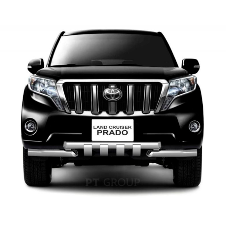 Защита переднего бампера двойная с зубьями d63/63мм (НПС) Toyota Land Cruiser Prado 150 (2013-2016 г.в.) купить недорого с доставкой в Апатиты