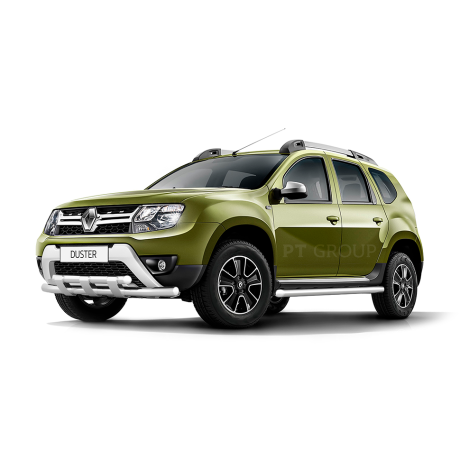 Защита переднего бампера двойная с пластинами d63/63мм (НПС) Renault Duster (2016-н.в.) купить недорого с доставкой в Апатиты