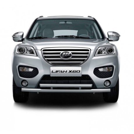 Защита переднего бампера двойная d63/51мм (НПС) Lifan X60 (2012-2016 г.в.) купить недорого с доставкой в Апатиты