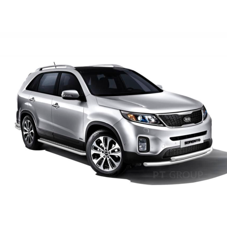 Защита переднего бампера двойная d63/51мм (НПС) KIA Sorento (2014-2020 г.в.) купить недорого с доставкой в Апатиты