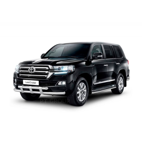 Защита переднего бампера двойная с пластинами d63/63мм (НПС) Toyota Land Cruiser 200 (2014-н.в.) купить недорого с доставкой в Апатиты