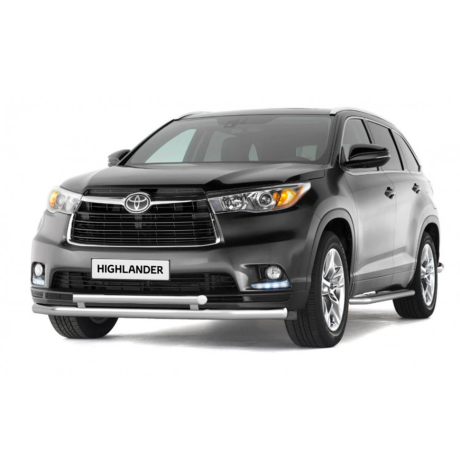 Защита переднего бампера двойная d63/51мм (НПС) Toyota Highlander (2014-н.в.) купить недорого с доставкой в Апатиты