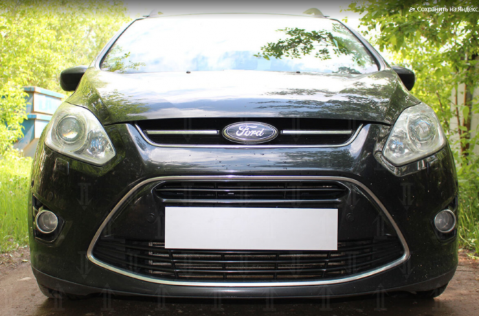 Защита радиатора "Standart" Ford C-MAX (2010-2015) чёрная купить недорого с доставкой в Апатиты
