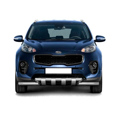 Защита переднего бампера двойная с зубьями d63/63мм KIA Sportage (2016-н.в.) купить недорого с доставкой в Апатиты