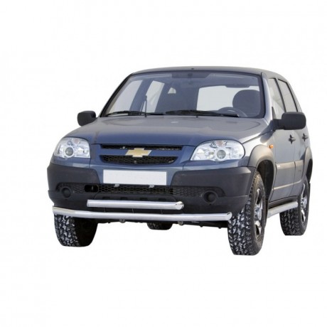 Защита переднего бампера "Труба двойная" B@3 2123 "Chevrolet Niv@" RS (d63.5) купить недорого с доставкой в Апатиты