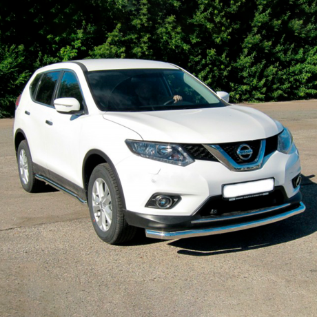 Защита переднего бампера одинарная d63мм (НПС) Nissan X-Trail (2015-н.в.) купить недорого с доставкой в Апатиты