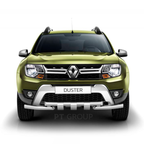 Защита переднего бампера двойная с зубьями d63/63мм (НПС) Renault Duster (2016-н.в.) купить недорого с доставкой в Апатиты